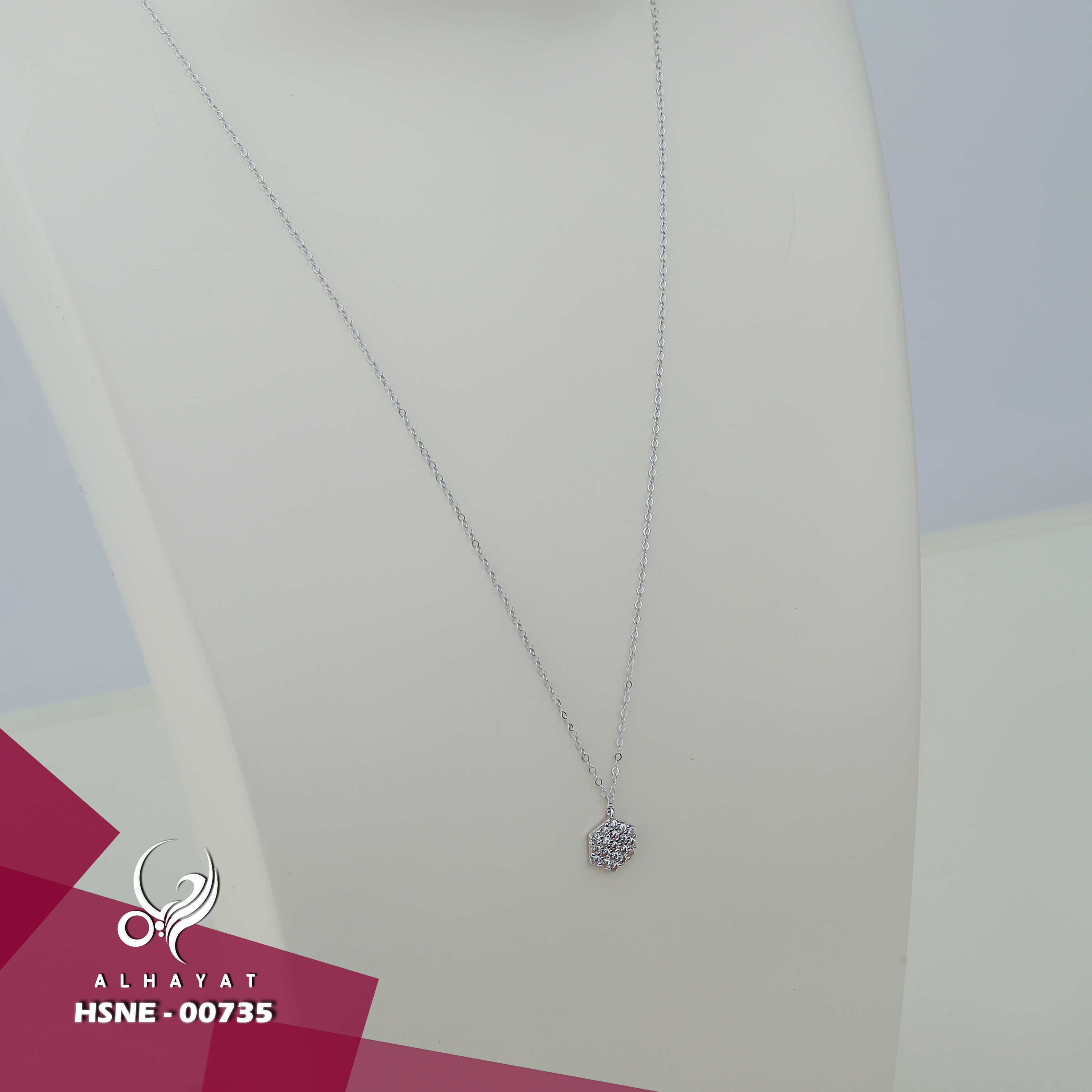 18k white gold choker, made in Turkey - (H-1148)